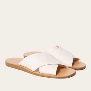 Everlane The Day Crossover Sandal Leather Slides in Cream Size 6.5 New